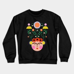 Cute Colorful Frida kahlo painter summer flowers viva la vida Crewneck Sweatshirt